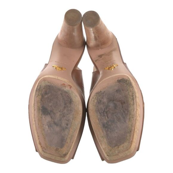 Vintage Y2K Prada Brown Leather Slingback Open Toe Platform Sandals Size 10 9.5 - Picture 5 of 10